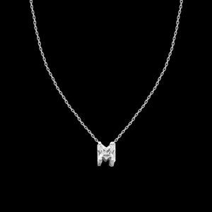 Crystal & Silvertone with Swarovski Alphabet Personalized Necklace -18" Letter-M